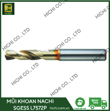 [NACHI] Mũi khoan thép gió, thân ngắn HSS-FAX Phủ TiCN_SGESS L7572P